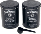 Jack Daniels Coffee (Pack of 2) 8.8oz each bundled with a complimentary measuring spoon 100% Arabica Medium Roast Ground Gourmet Coffee Kosher