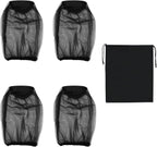 4 Pcs Midge Head Net with Drawstring Bag, Nylon Mosquito Head Protecting Net Midge Net Head Cover Fly Insects Bugs Preventing Cover for Outdoor Hiking Camping Fishing Climbing Walking Black