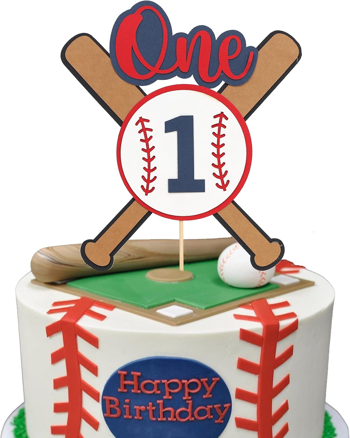 Baseball 1st Birthday Cake Topper - Sports One Birthday Party Decorations,Rookie of the First Year Cake Topper,Sports Theme Centerpieces,Baseball Party Photo Props