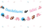 Jollyboom Football or Tutus Gender Reveal Decorations, Touchdowns or Tutus Gender Reveal Banner Pink Blue Ballet or Football Garland for Boy or Girl Baby Shower Gender Reveal Party Supplies