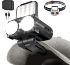 Hopedone LED Hard Hat Light, 800Lumens Rechargeable Dimmable Clip on Cap Lights, 180°Adjustable Hat Flashlight Headlamp Waterproof for Running, Camping, Hunting, Cycling (Black)
