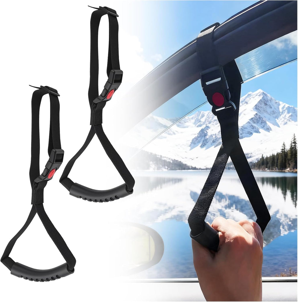 Junecarp 2PCS Car Door Handle for Elderly Adjustable,Portable Non-Slip Car Handle Assist for Standing Support,Universal Safety Cars Cane Door Handles for Elderly Cars Handles Strap