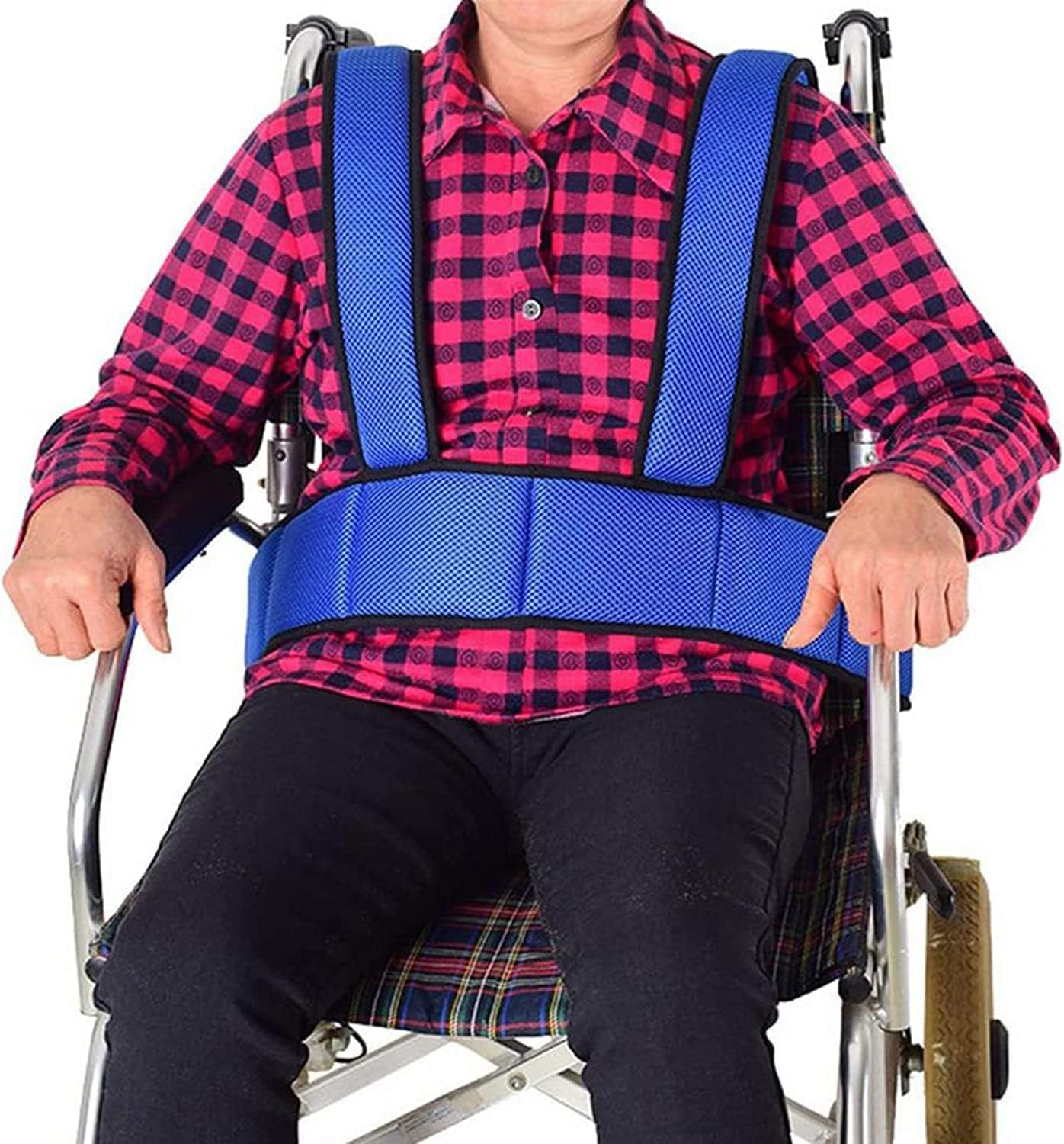 DKULMN Wheelchair Safety Seat Belt,Wheelchair Seat Belt Safety Belt Fixed Elderly Belt, Wheelchair Safety Belt Torso Support Vest for Elderly Patients Brace Support Vest Adjustable Universal