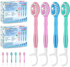 5-in-1 Disposable Toothbrush with Toothpaste (70 Pack), Mini Travel Toothbrushes with Soft Bristles, Dental Floss, Toothpick & Tongue Scraper, No Water Needed, 4 Flavors