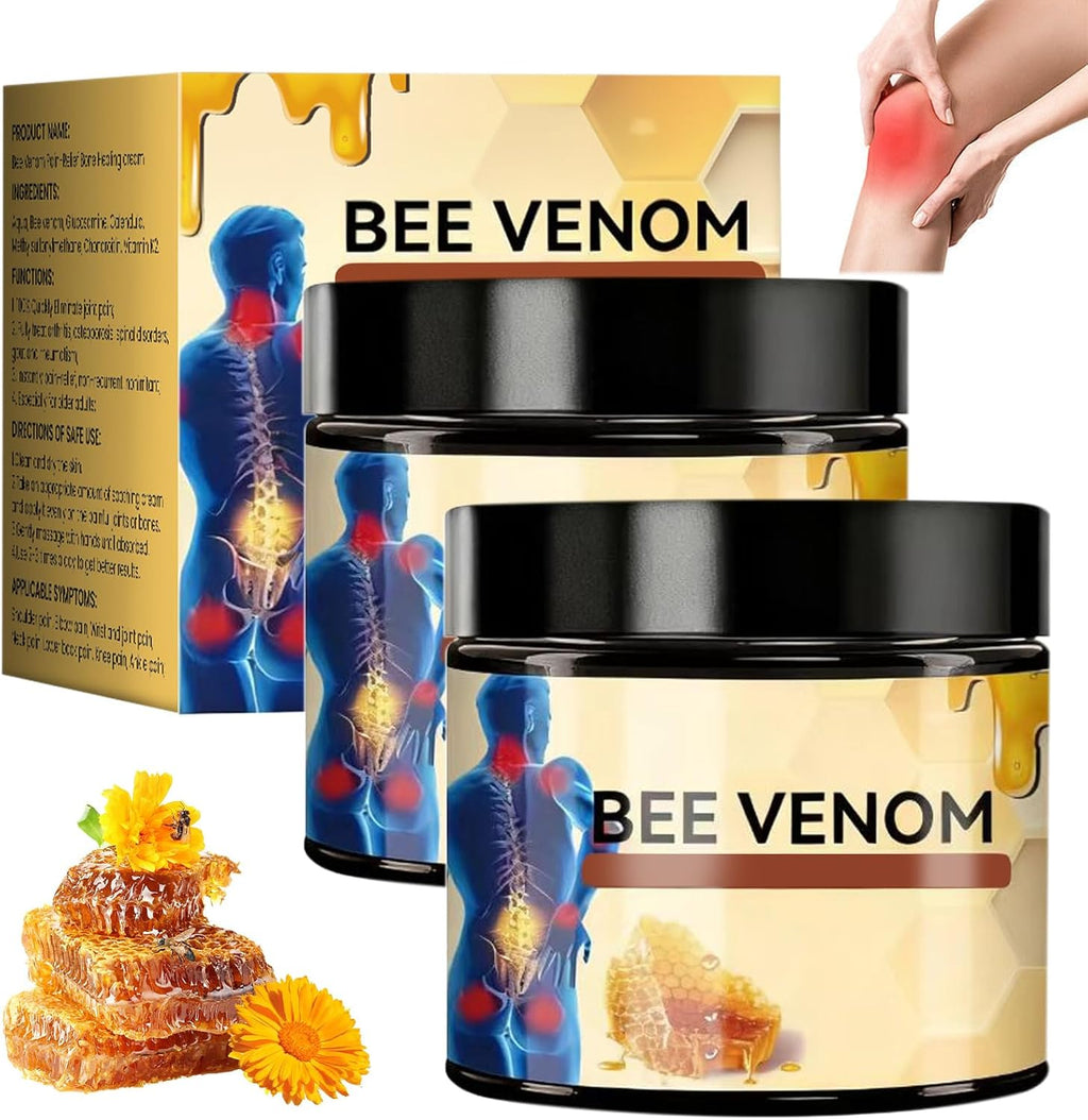 2PCS Bee Venom Joint Cream, Bee Venom Advanced Joint and Bone Gel, Professional Bee Venom Cream, Natural Formula, Fast-Absorbing, Suitable for Knee, Neck, Back, Hands, Feet Moisturizer