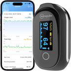 Rechargeable Pulse Oximeter Fingertip - Continuous Blood Oxygen Saturation Monitor, SpO2 and Pulse Rate Tracking, Finger O2 Pulse Oximeter, APP Report Features with Bluetooth, Custom Beep
