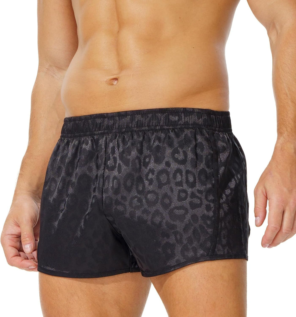 Men's 3 inch Satin Boxers Silk Satin Sleep Lounge Shorts Pajamas Bottom