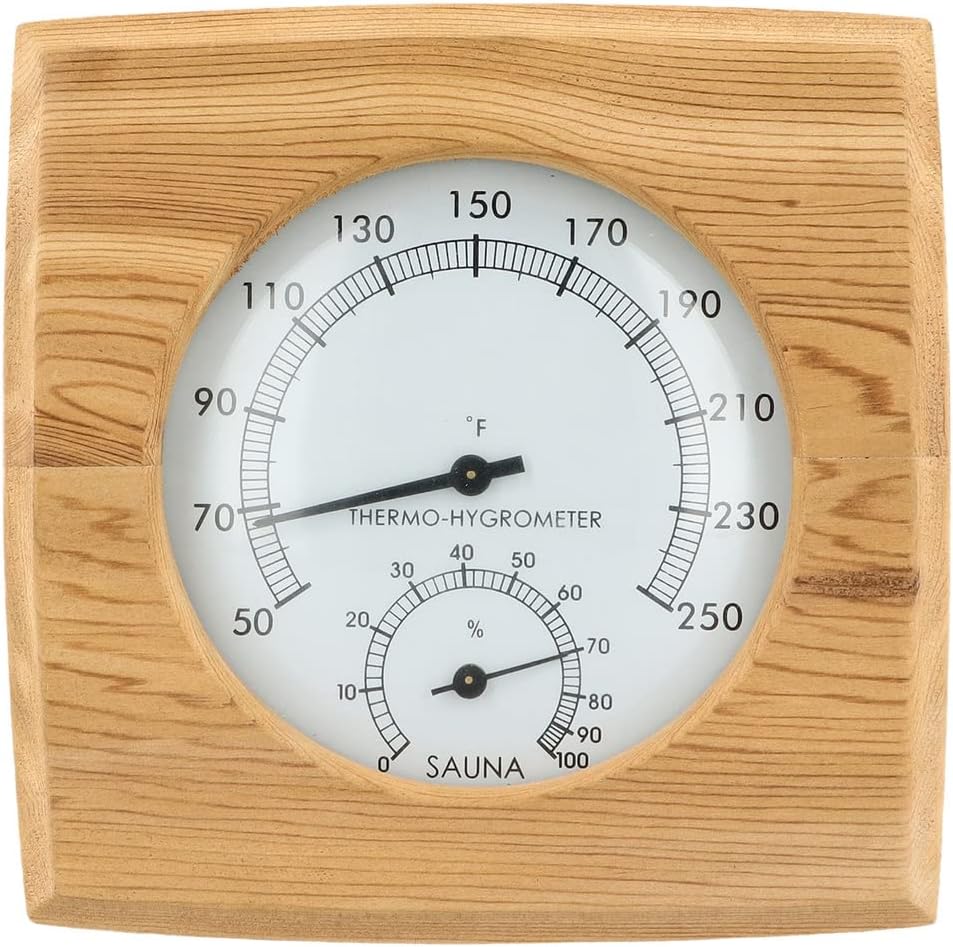 Homaisson 2 in 1 Wooden Sauna Hygrothermograph, Sauna Thermometer and Hygrometer, Indoor Humidity Temperature Measurement Sauna Room Equipment and Accessories