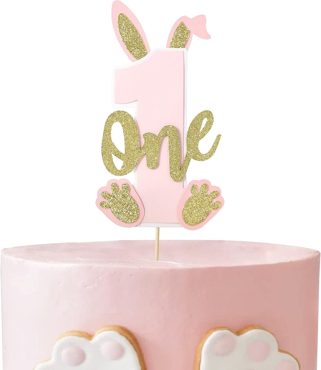 Bunny One Cake Topper - First Birthday Cake Topper, Some Bunny is One Party Decorations, Easter Rabbit 1st Birthday Caketopper