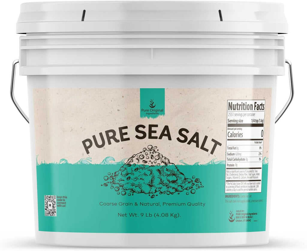Pure Original Ingredients Sea Salt (1 Gallon) Coarse Grain, Sourced From Spain, Cooking, Bath Additive