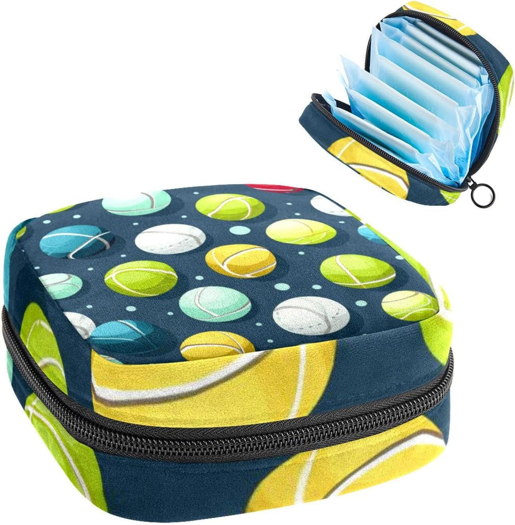 Sanitary Napkin Storage Bag, Zipper Period Pouch for Teen Girls Women, Portable Menstrual Tampons Collect Bags Tennis
