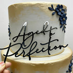 Aged to Perfection Cake Topper,Acrylic Black Script Design,Happy Birthday, Wedding, Engagement,baby shower Decoration Supplies