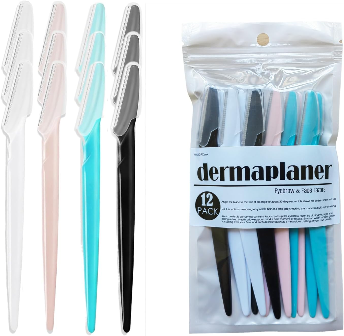 Dermaplane Razor For Women Men Eyebrow Razors Dermaplaning Tool For Face Shaver Home Hair Beauty blade Trimmer Microblades Peach Fuzz Remover micro dermabrasion facial tool 12pcs