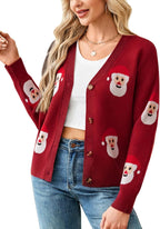 ANRILITA Women's V Neck Long Sleeve Open Front Chunky Cardigan Fall Knitted Button Up Sweaters