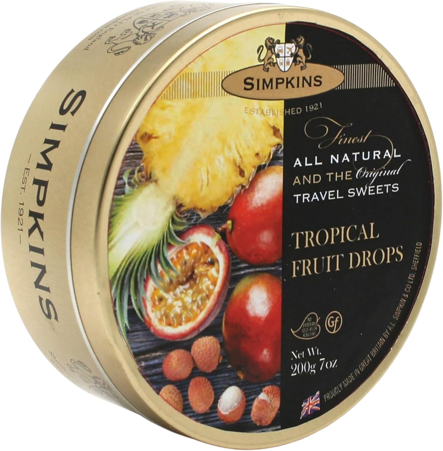 Simpkins Candy Travel Sweets, Tropical Fruit Drops, 7 Ounce Tin (Pack of 6)