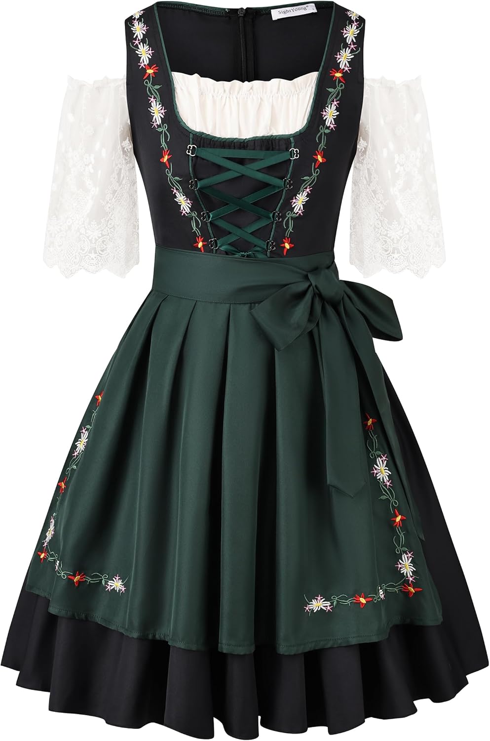 2Pcs Oktoberfest Costume Women,Bavarian Dirndl Dress for Women,Halloween Beer Maid Outfit Dirndl Dress