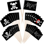 100 Pieces Pirate Cupcake Toppers Pirate Flag Toothpicks Cocktail Picks Food Picks Flags for Party Food Appetizer Cupcake Cocktail Decorations