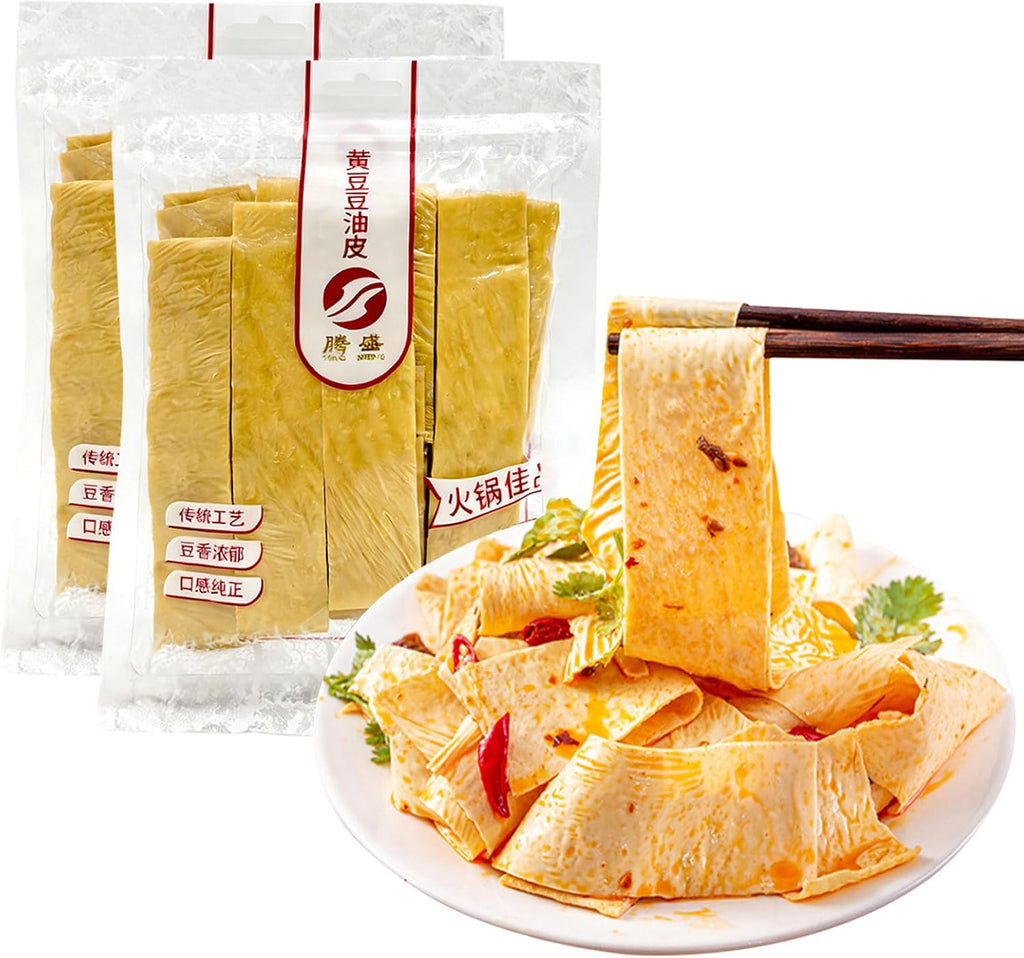 SXET Dried Tofu Skin, 2 Packs Handmade Bean Curd Sheets, Chinese Special Youdoupi, Soy Products, Vegetarian Food, Fit for Hot Pot, Cold Vegetable, Stir Fry 豆腐皮 120g/4.23oz per Pack (Pack of 2)