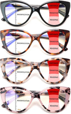 CLASAGA Progressive Multifocus Reading Glasses for Women Blue Light Blocking Spring Hinge Computer Multifocal Cat Eye Readers