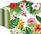 50 Count Tropical Hibiscus Floral Greenery Paper Napkins, Disposable Luau Party Cocktail Napkins for Hawaiian Aloha Theme Birthday, Summer BBQ, Pool Beach, and Picnic Table Decorations