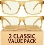 Eyekepper Oversized Reading Glasses Square Large Blue Light Readers for Men Women