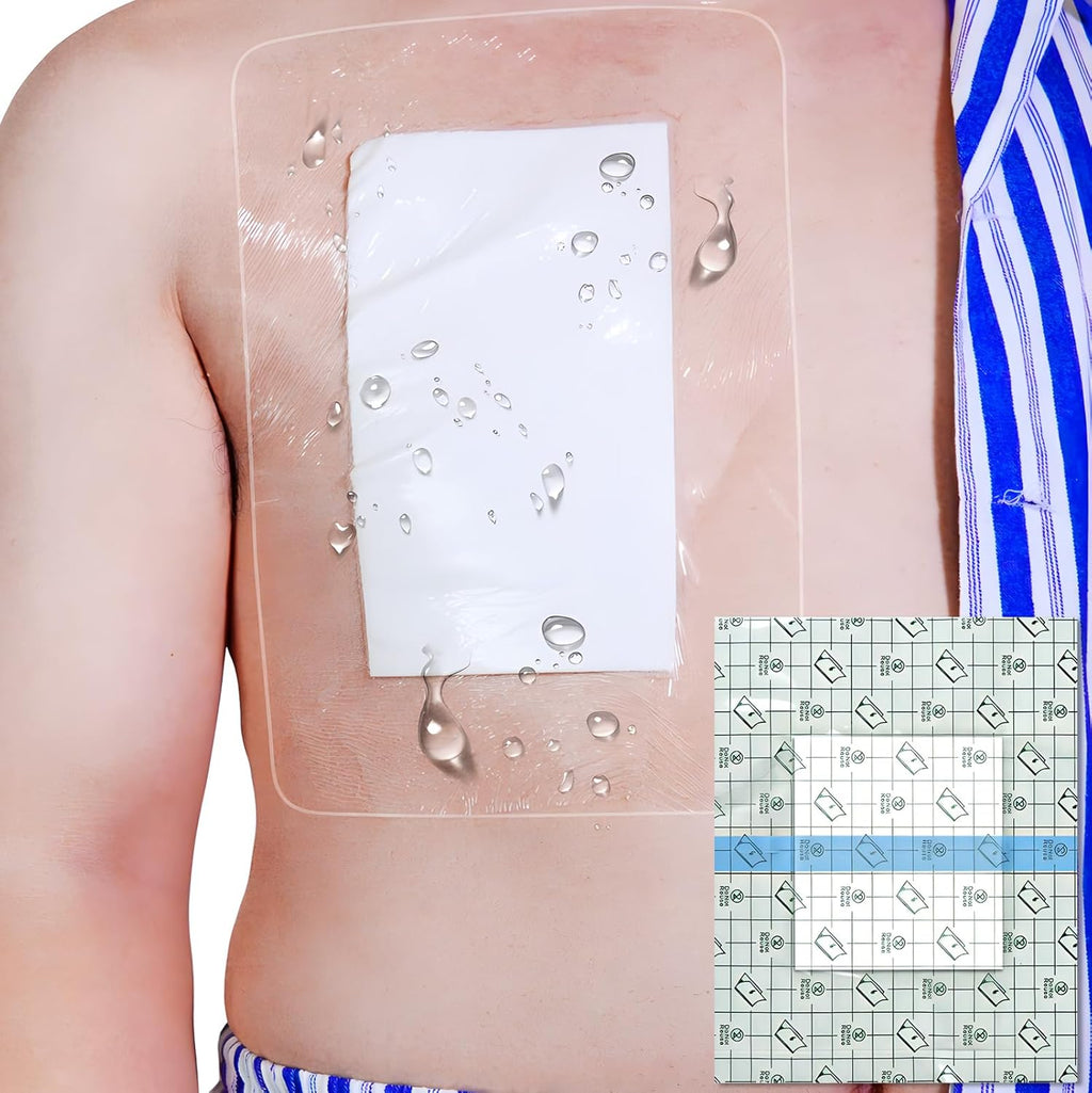 Waterproof Shower Protector Large Cover Shields for PICC Central Line Peritoneal Dialysis Chest Port Feeding Tube PD Catheter Accessories Bandages with Non-Stick Center Pad 10"x12"(Pack of 7)