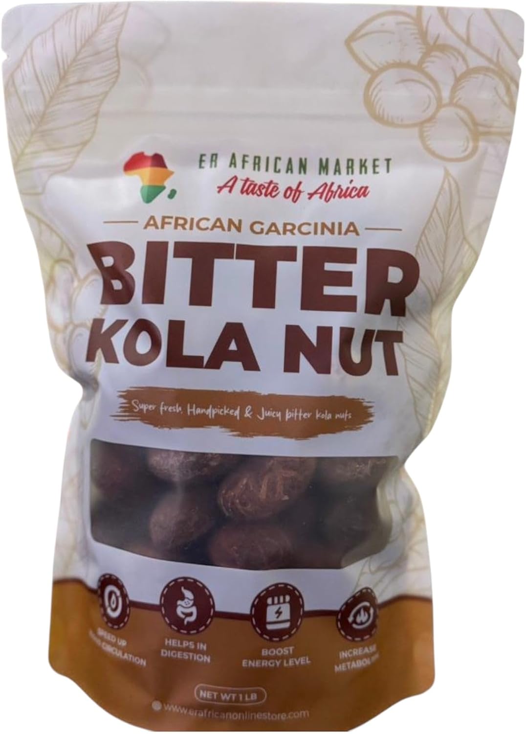 Premium Fresh Handpicked Organic Bitter Kola Nuts from Africa - Vegan, Raw, Authentic, Nutritious Superfood - Rich in Potassium, Iron & Vitamin C - Resealable Packaging for Freshness - 1 LB/16 Oz