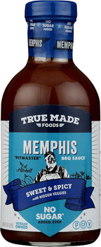 True Made Foods Memphis BBQ Sauce, No Sugar Added, 18 Ounces (Pack Of 6)