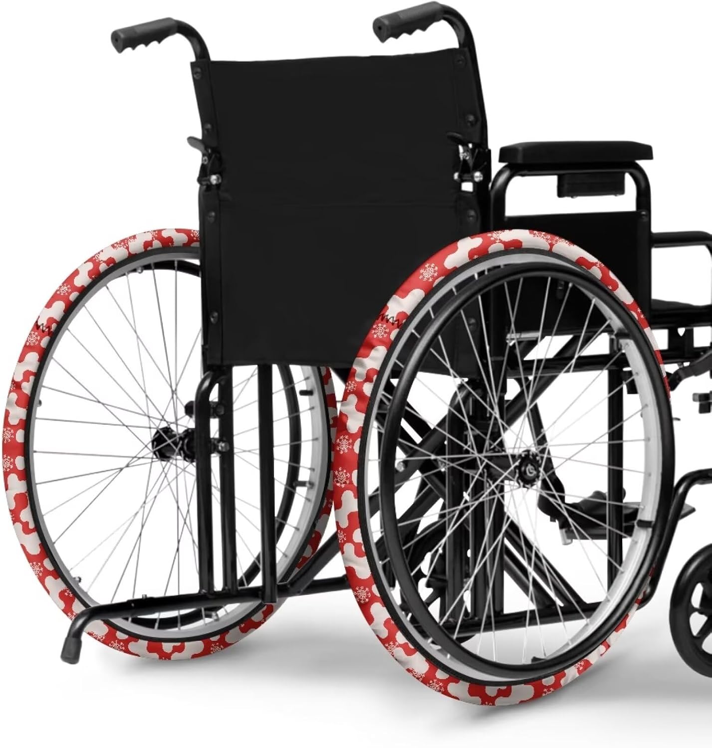 Snowflakes Wheelchair Wheel Covers Set of 2 Wheelchair Decorations Neoprene Wheelchair Tire Covers Protect Floors Carpets