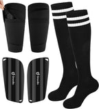 Kids Soccer Shin Guards with Sleeves and Socks Set Youth Toddler Shin Pads Long Socks for 3-12 Years Boys Girls Lightweight Soccer Equipment