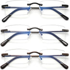 HIYANJN Frameless Reading Glasses Blue Light Blocking Rimless Computer Reader For men Lightweight Eyeglasses(3-Pack,2.25