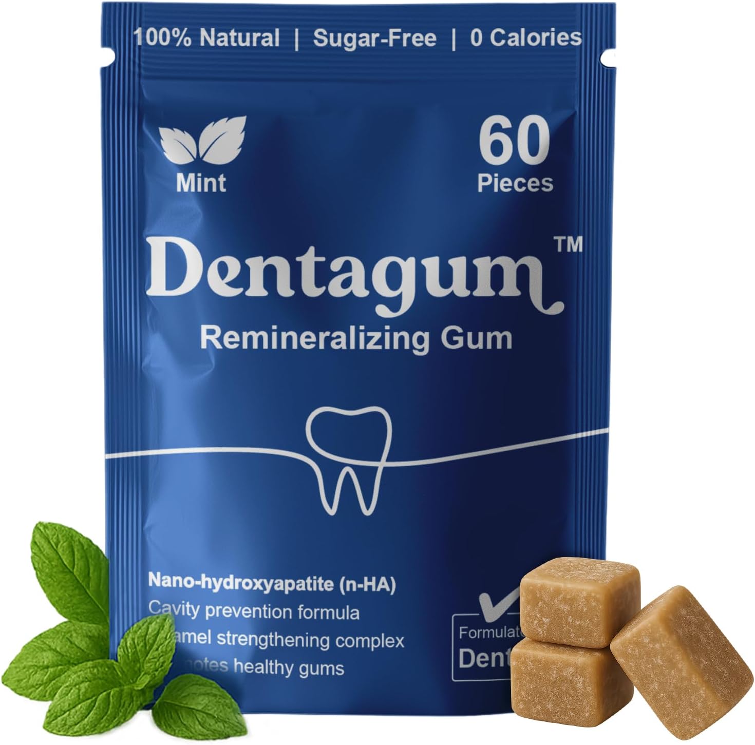 Dentagum Remineralizing Gum with Nano-Hydroxyapatite & Xylitol – SugarFree Chewing Gum for Enamel Repair, Cavity Protection & Receding Gums – 60 Pieces