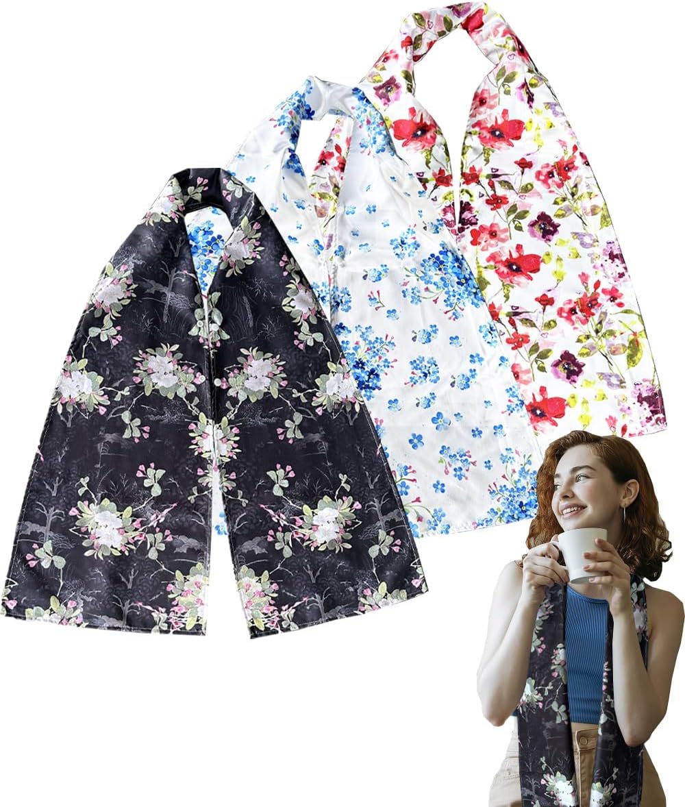 3 Pack Adult Bibs, Washable Clothing Protector, Reusable Adult Bib Scarf with Snaps for Elderly Women Men,Pink,Blue