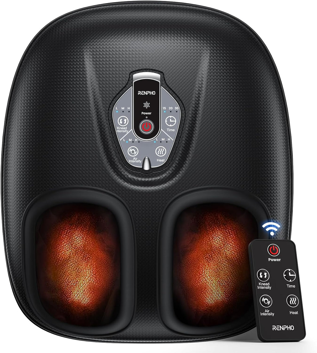 RENPHO Foot Massager Machine with Heat [2026 Upgraded], Fathers Day Dad Gifts for Men, FSA Eligible HSA Shiatsu Foot Massager for Plantar Fasciitis, Cordless Control, Gifts for Women, Black