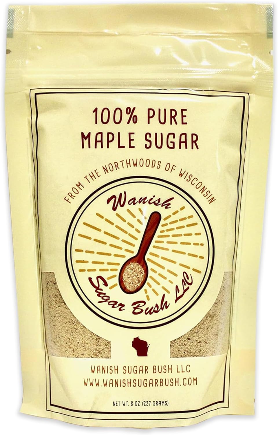 Wanish Sugar Bush Organic Maple Sugar - 100% Pure, Granulated Maple Sugar from the Lush Northwoods of Wisconsin, Perfect for Baking and Beverages - Natural Sweetener in 8 oz Bag