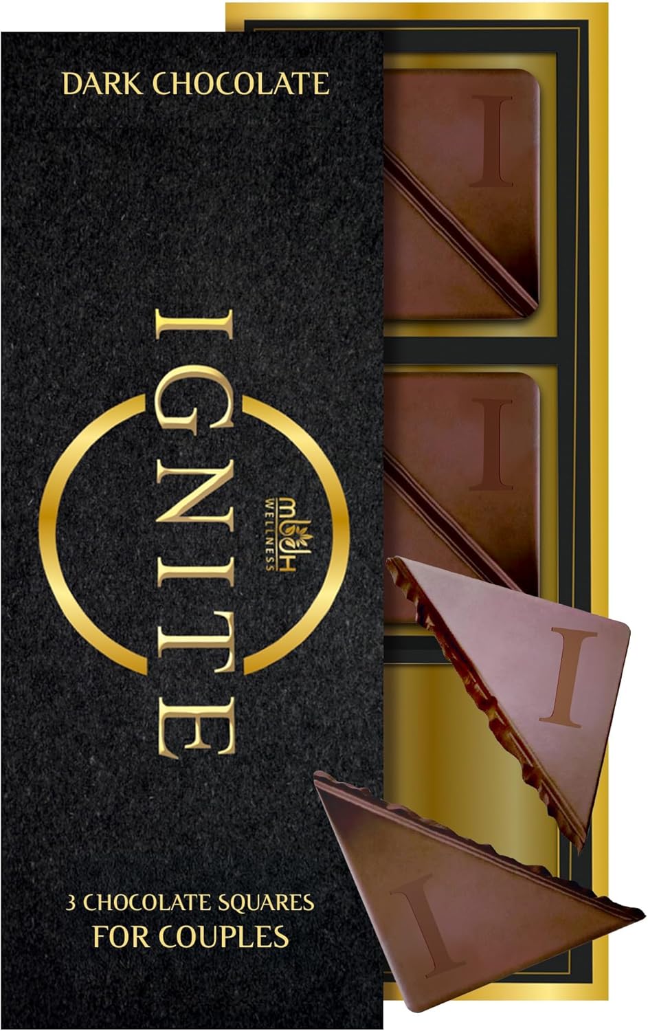 Ignite Dark Chocolate Bars – Premium 60% Cocoa Squares for Couples – Luxurious Dark Chocolate Crafted for Shared Moments, Special Occasions – Ideal for Sharing and Indulging Together – Pack of 1