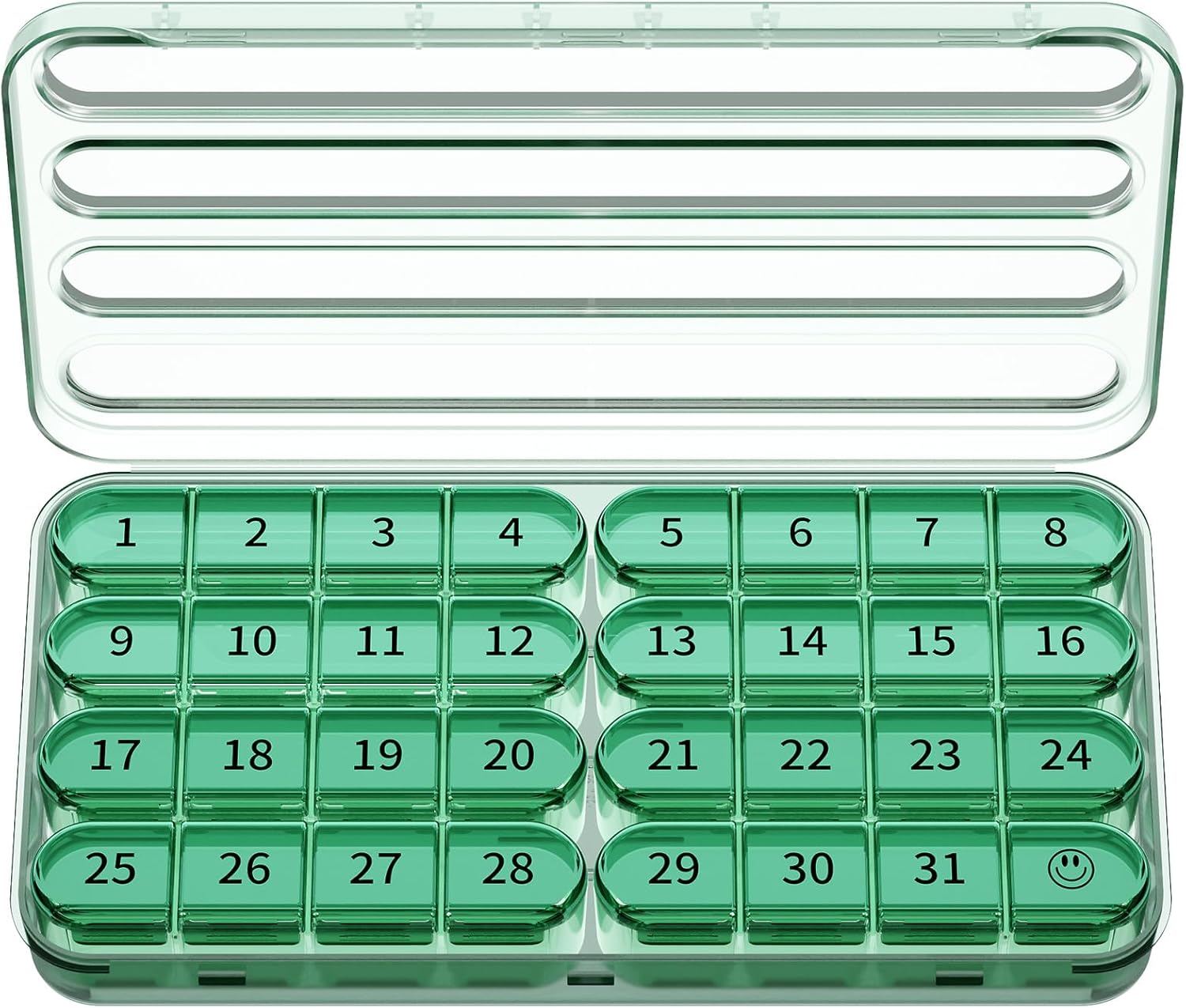 Zoksi Monthly Pill Organizer 1 Time a Day, 30 Day Pill Box Organizer Once a Day, One Month Large Pill Case for Travel, 31 Day Daily Medcine Container for Vitamins, Supplement & Medication (Olive)