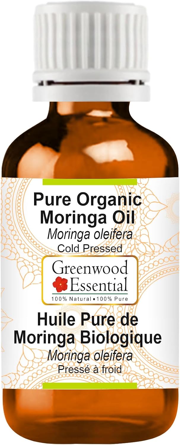 Greenwood Essential Pure Organic Moringa Oil (Moringa oleifera) Cold Pressed 50ml (1.69 oz)