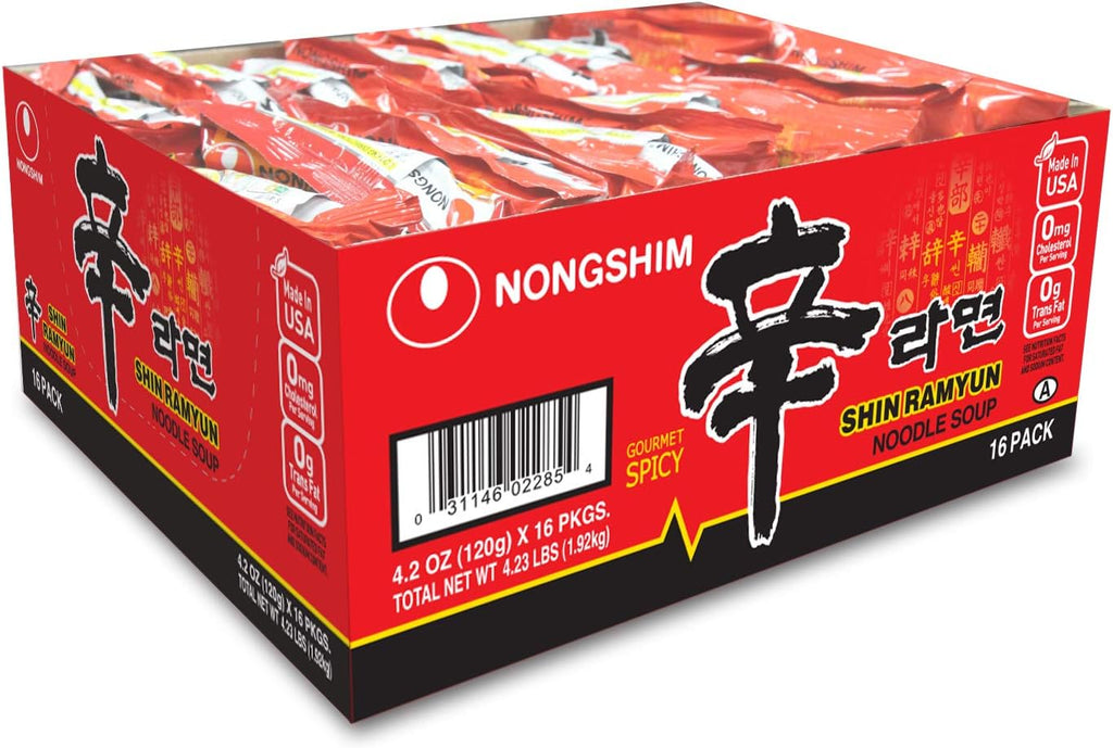 Nongshim Shin Noodle Ramyun, Gourmet Spicy Picante, 4.2-Ounce Packages (Pack of 16)