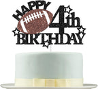 Football Happy 4th Birthday Cake Topper - Football/Sport Theme Birthday Party Decorations for Boys - Four Years Birthday Party Supplies