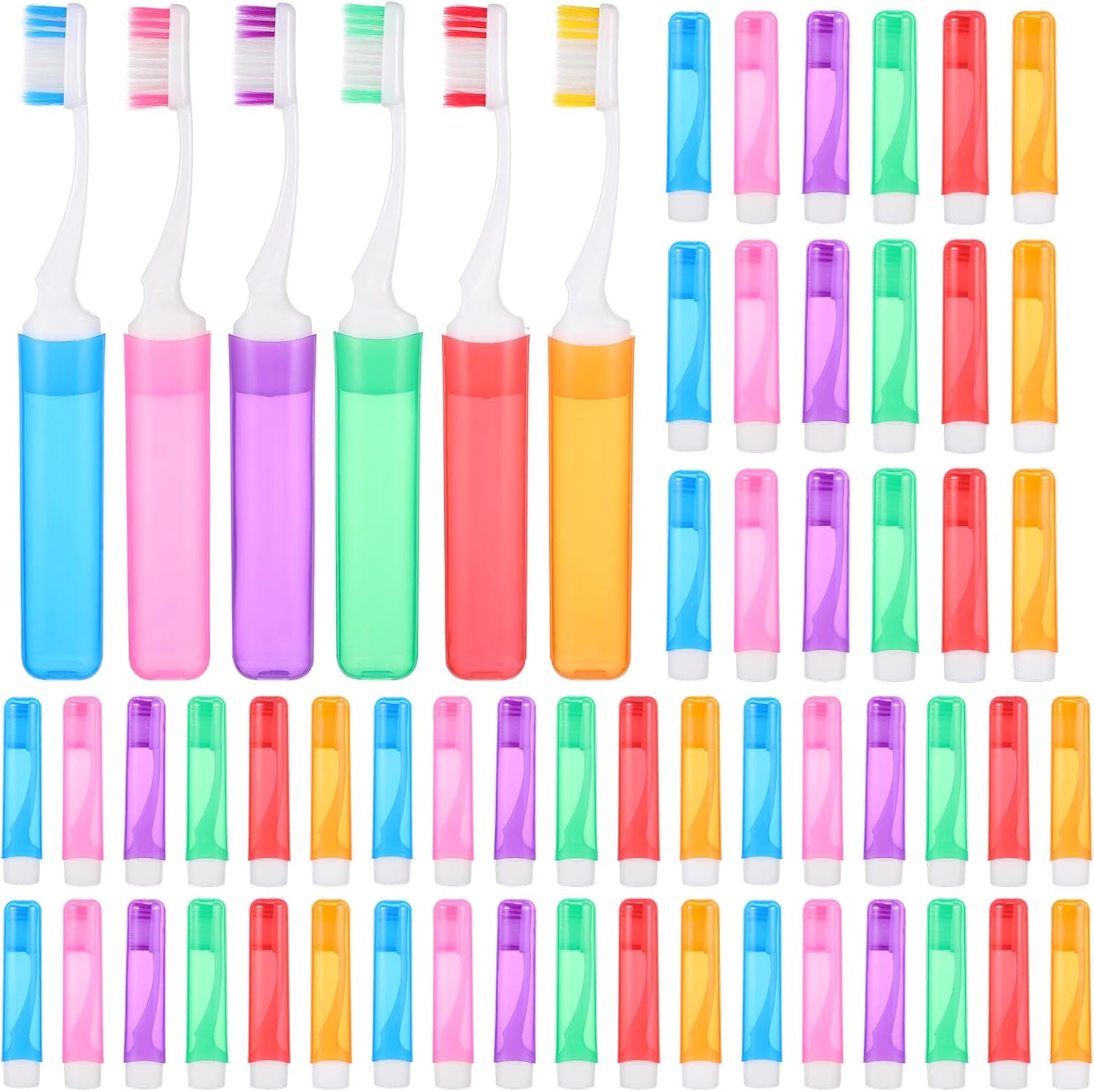 60 Pcs Folding Mini Toothbrush Travel Toothbrush, Portable Travels Size Toothbrushes Tooth Brush with Case, Bulk Toothbrushes Small Tooth Brush for Camping, Hiking, School, Home, Traveling