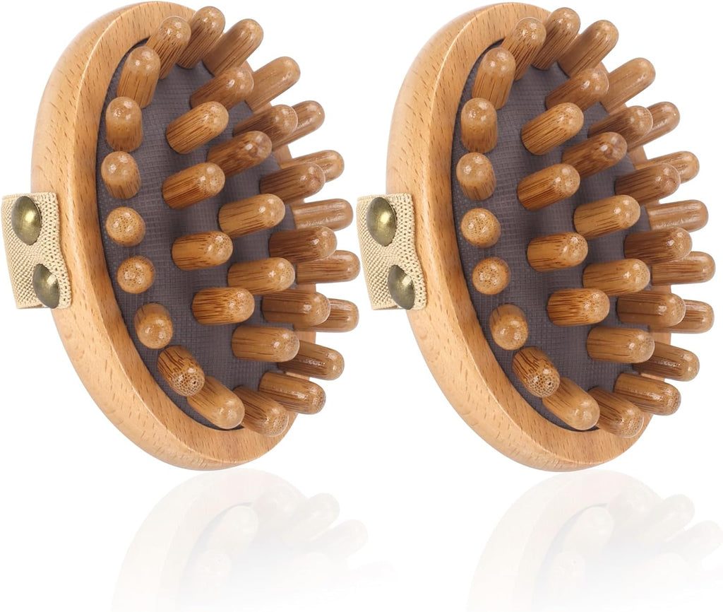 DEBETOOL Wood Therapy Massage Tools - 2-Pack Wooden Meridian Massage Brush for Cellulite, Lymphatic, Drainage, Massage Brush for Belly Muscle Pain Relief & Body Shaping