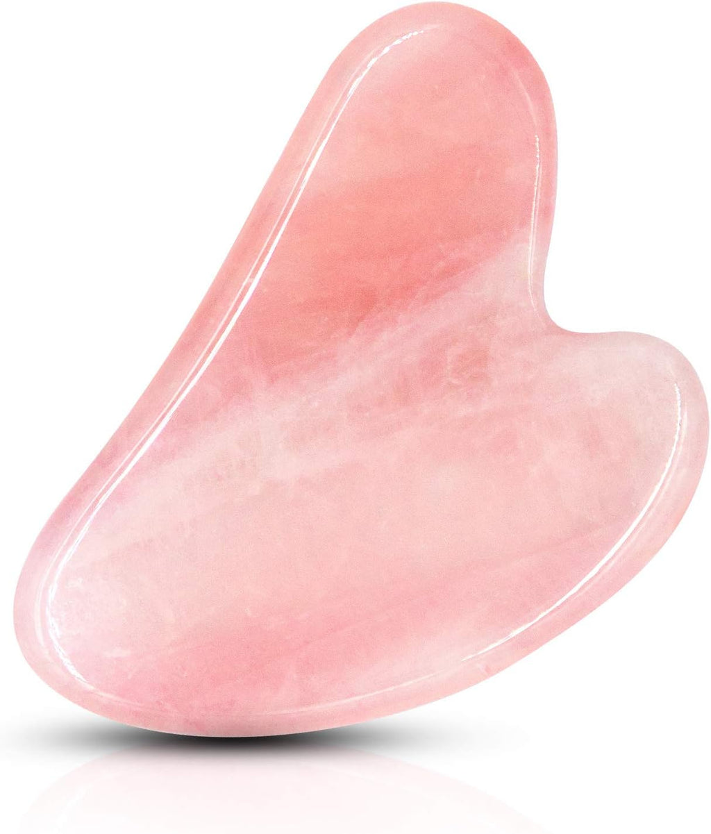 KIMANN Gua Sha Rose Quartz Face Scraping Massage Tool Jade GuaSha Stone Facial Tool for Anti Aging Face Muscle Scraper Neck Body Relaxing