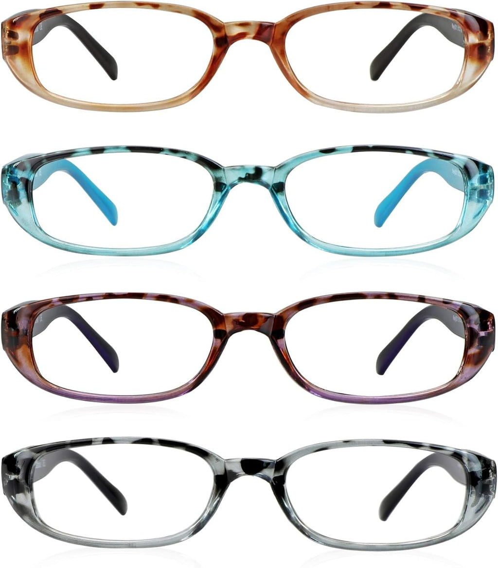 LifeArt 4 Pairs Reading Glasses, Blue Light Blocking Glasses, Computer Glasses for Men and Women (4 Colors, +1.50 Magnification)