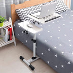 Side Table, Overbed Table with Wheels Height Adjustable Laptop Table, Portable Desk Hospital Bed Tray Table with Tilt Feature, Lightweight Chair/Bed Table for Elderly, Use for Home Meals, Wo