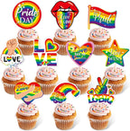 30pcs Gay Pride Cupcake Toppers LGBTQ Rainbow Party Supplies Cake Decoration Love is Love Cake Picks for Pride Day Party Favors Love Cake Decorations for Happy Pride Day Party Decorations Supplies