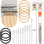 Mini Loom Machine Kit, Wooden Weaving Tool with Stainless Steel Needles, Loom Type Weave Tool for Beginners Quickly Mending Jeans Mending Socks Clothes