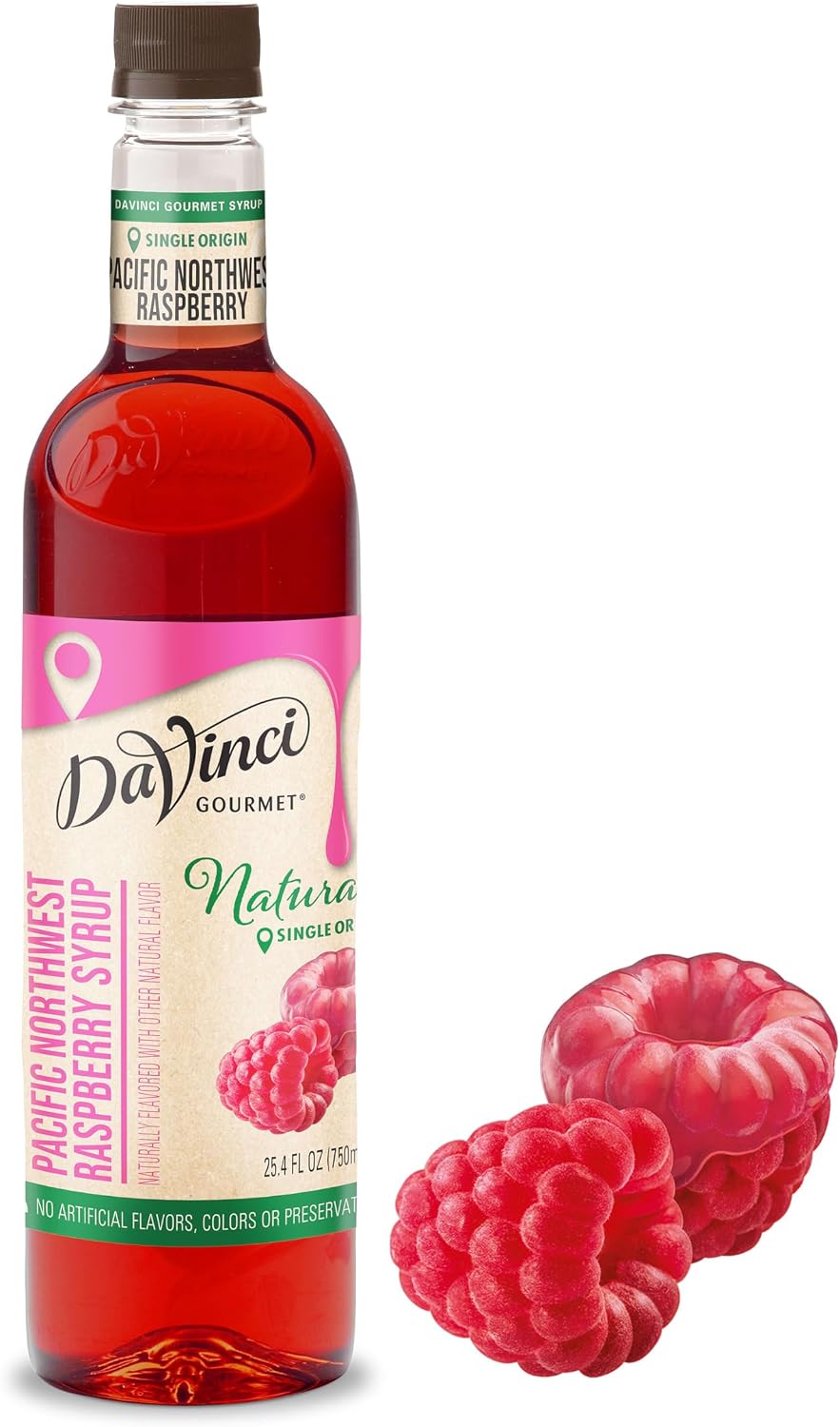 DaVinci Gourmet Naturals Pacific Northwest Raspberry Syrup, 25.4 Fluid Ounce (Pack of 1)
