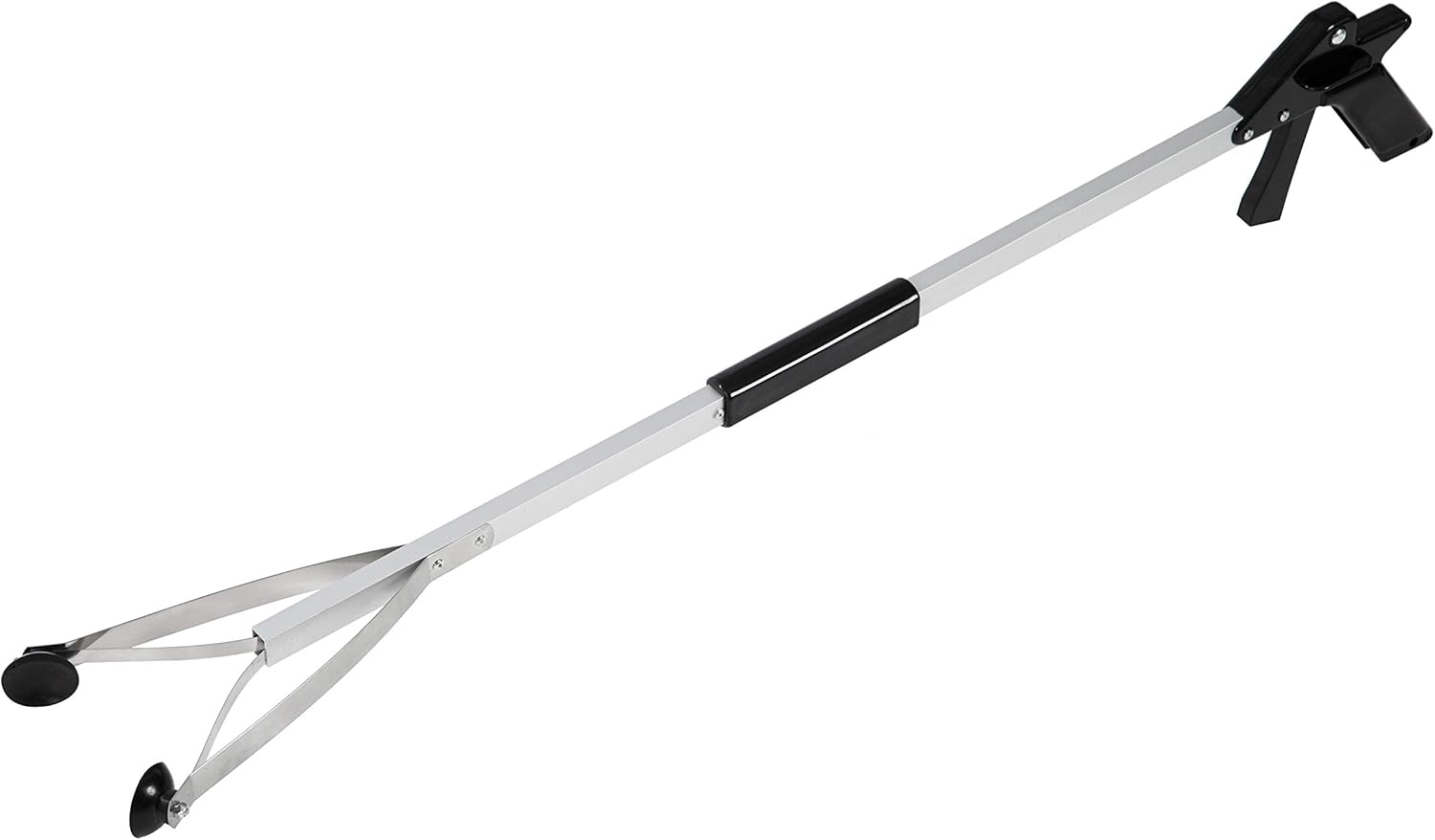 Grabber Reacher Suction Cup Grip Tool- Long 32 Inch Foldable Strong Heavy Duty Aluminum Pick Up Stick - Lightweight Trash Litter Picker Claw Extended Gripper Nabber Assist for Elderly, Luxet (Black)