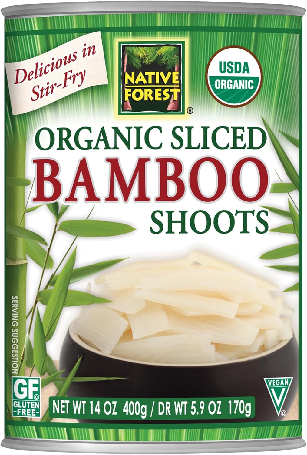 Native Forest Organic Sliced Bamboo Shoots - Bamboo Shoots Canned, Bamboo Shoots to Eat, Stir Fry Vegetables, Canned Vegetables - 14 oz (Pack of 6)